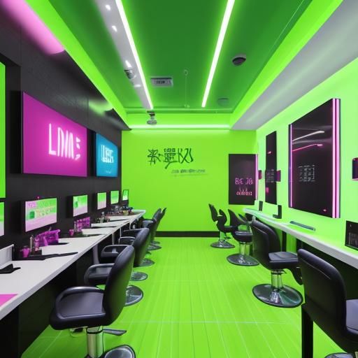 Lime Green Nail Salon with Neon Sign as Splash Art