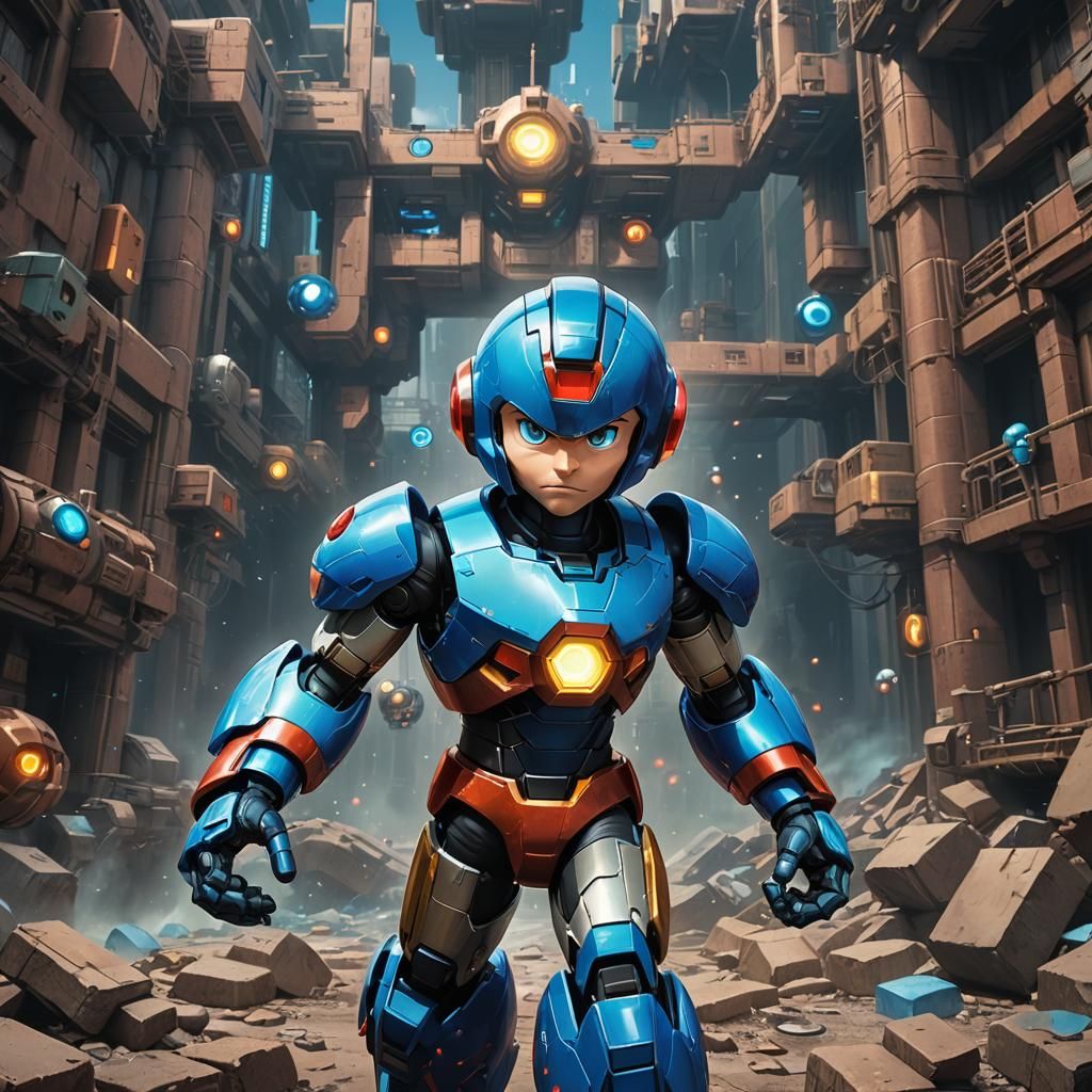 Live Action Mega Man Portrait in Detailed Matte Style