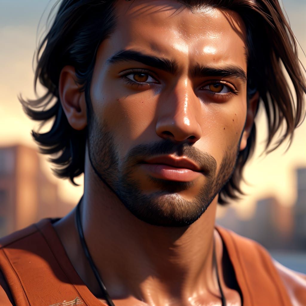 Hyper-Realistic Portrait of Young Arab Man