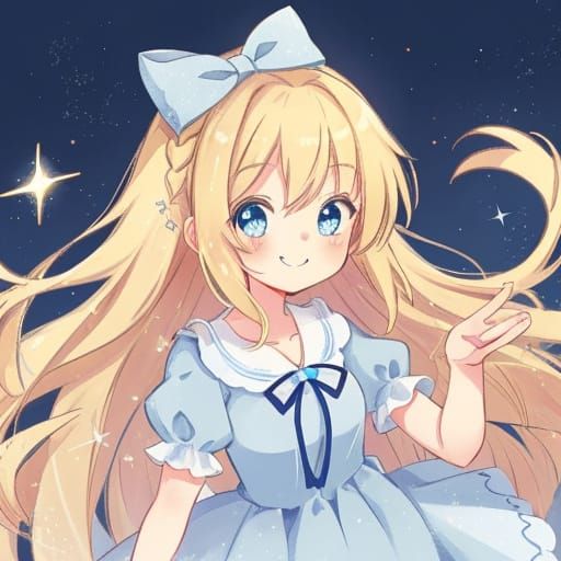 Cute Anime Girl with Blonde Hair and Blue Eyes