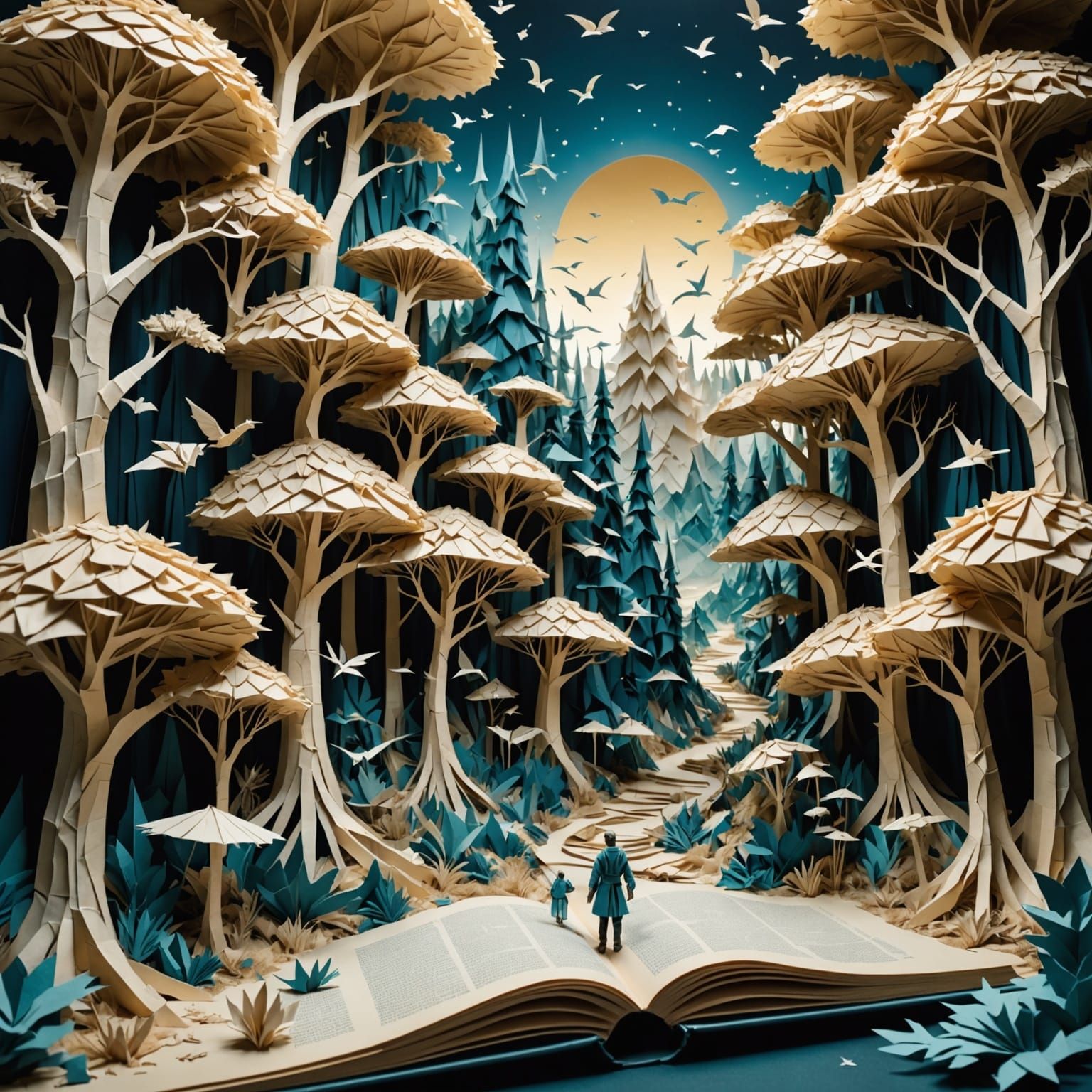 Surreal Paper Universe Unfolds from Mysterious Book