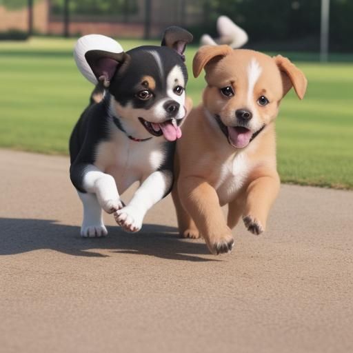 Puppies Playing Fetch Together