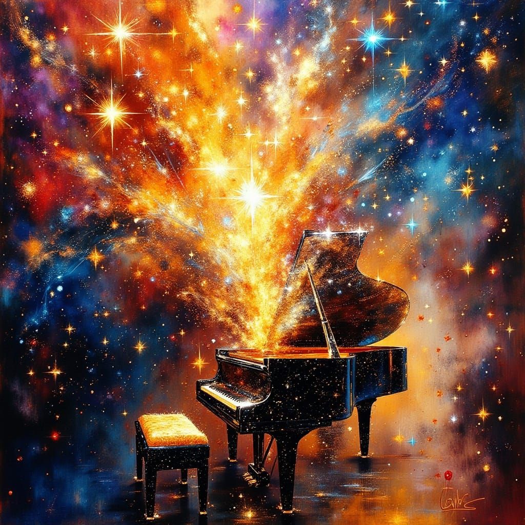 Abstract Piano Music Nebula in Kandinsky Style