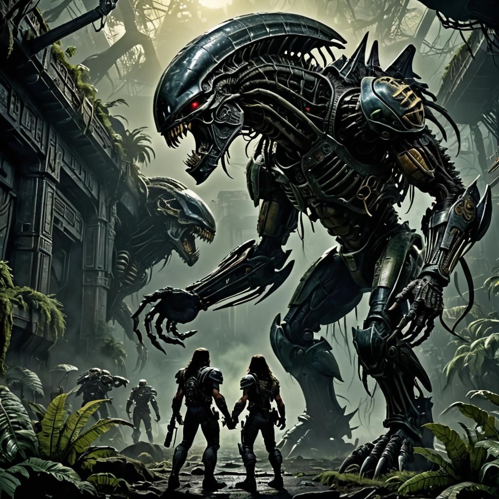 Epic Alien vs Predator Cinematic Digital Painting