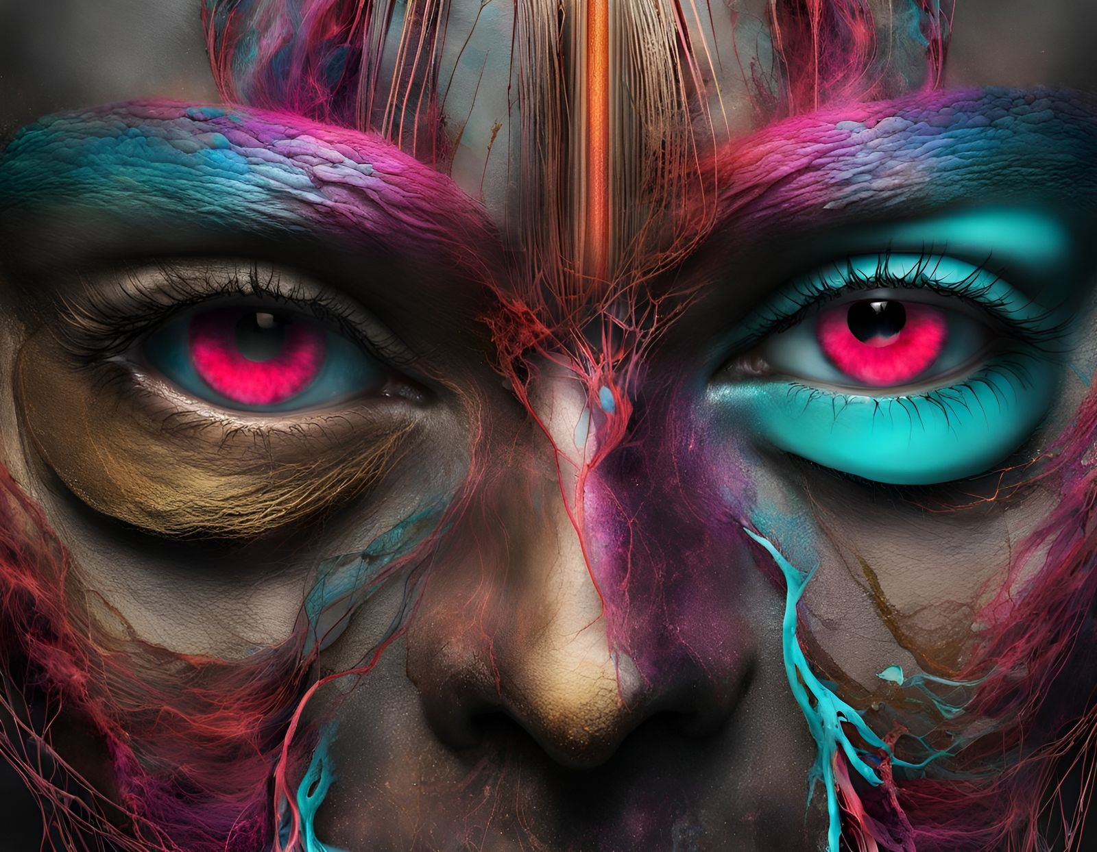 Divine Textile Collage with Flawless Eyes