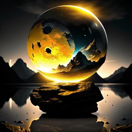 Glowing Lantern Bubble on Lake at Dawn