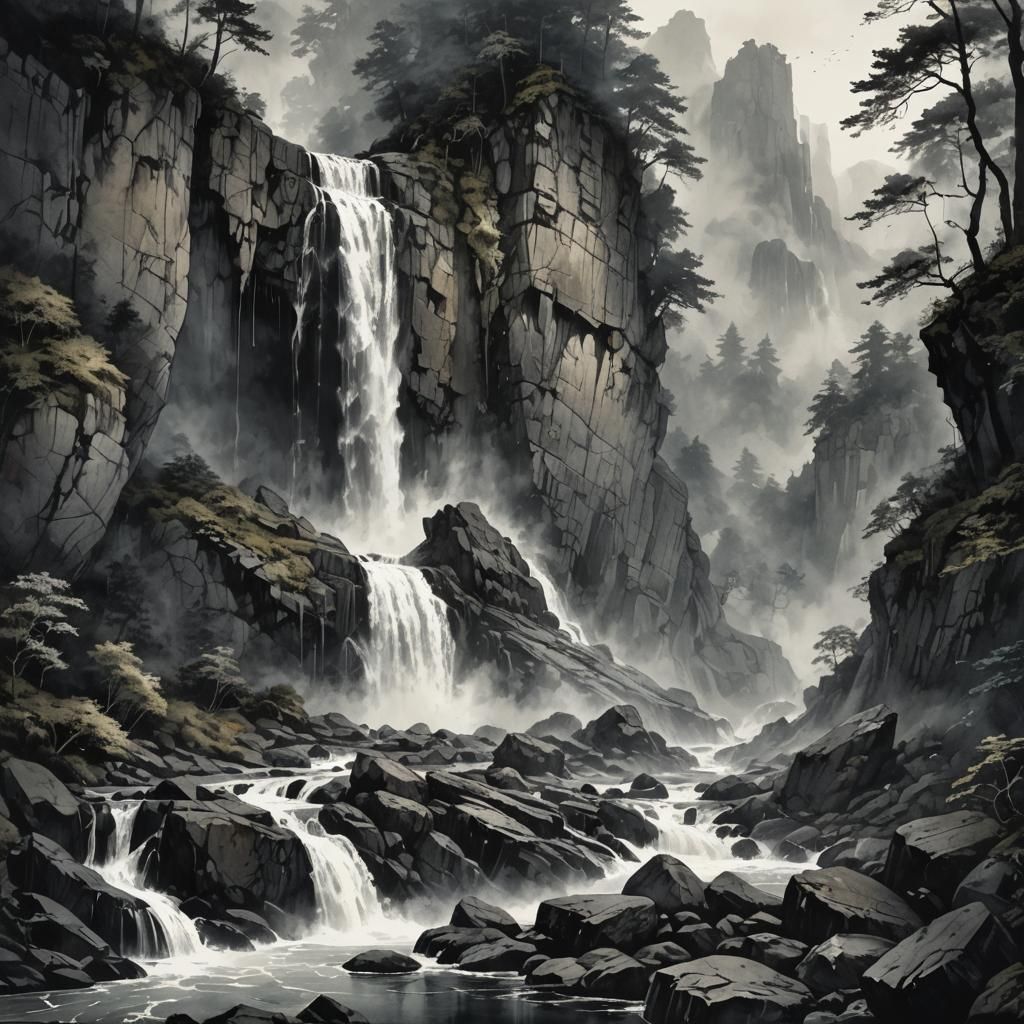 Majestic Waterfall Fantasy Concept Art