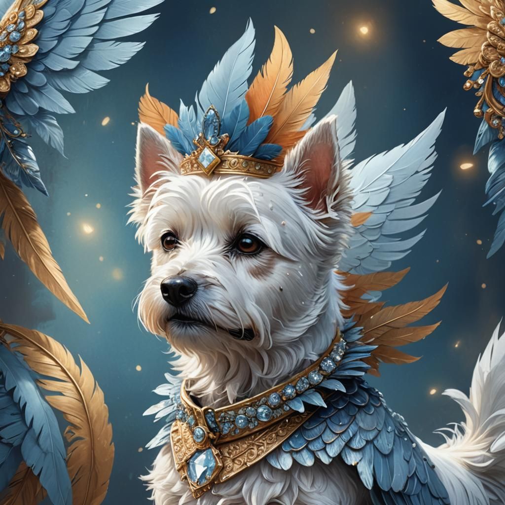 Feathered Westie with Diamond Cap: Fantastical Concept Art