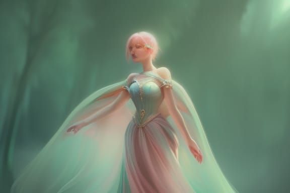 Watermelon Glass Dress Portrait in Anime Style