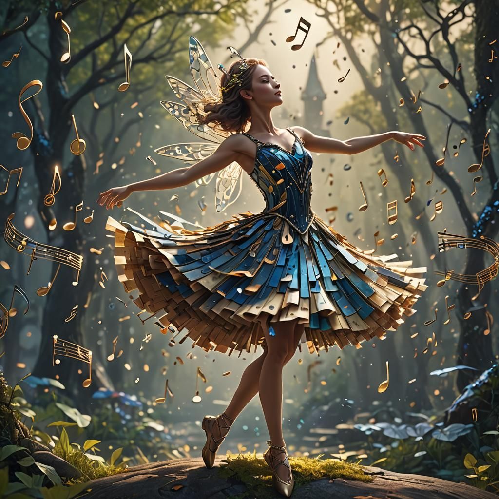 Fairy Ballerina Made of Music Notes