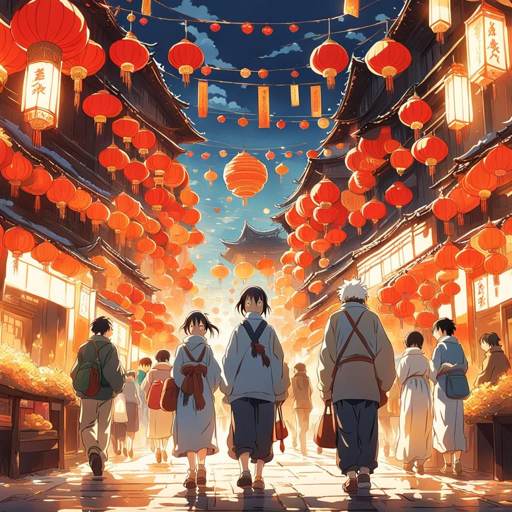 Chinese New Year in Studio Ghibli Style