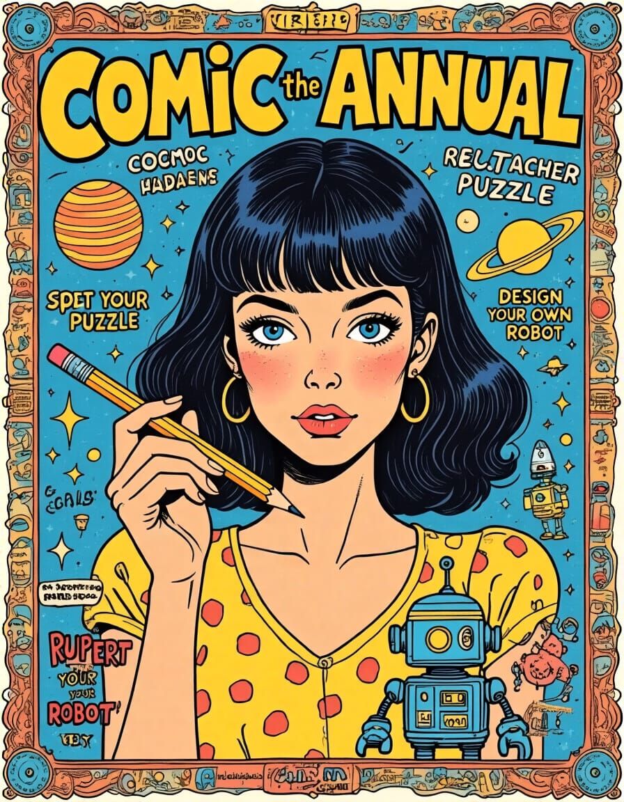 Psychedelic Comic Puzzle Solutions Page as Moebius Art