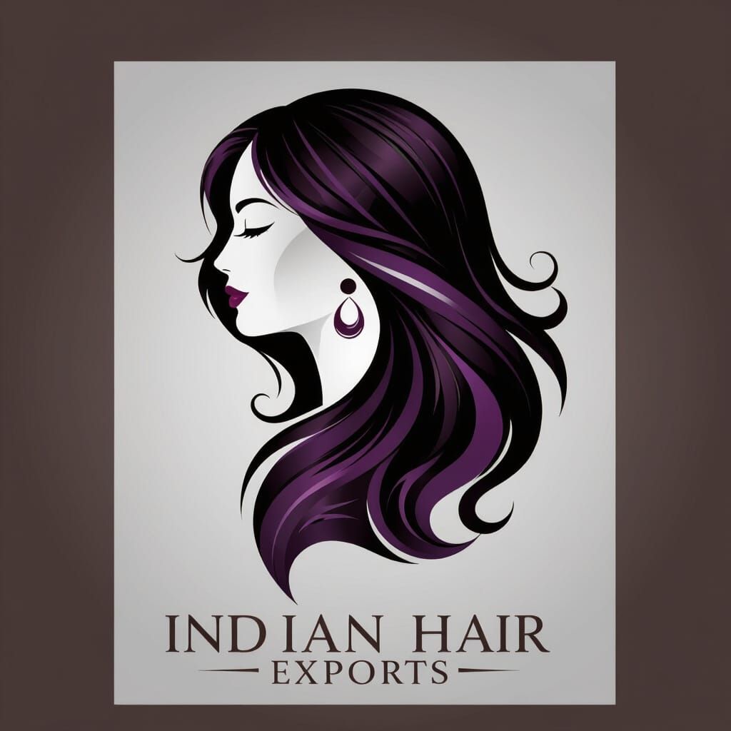 Elegant Indian Hair Exports Logo in Silver and Cocoa
