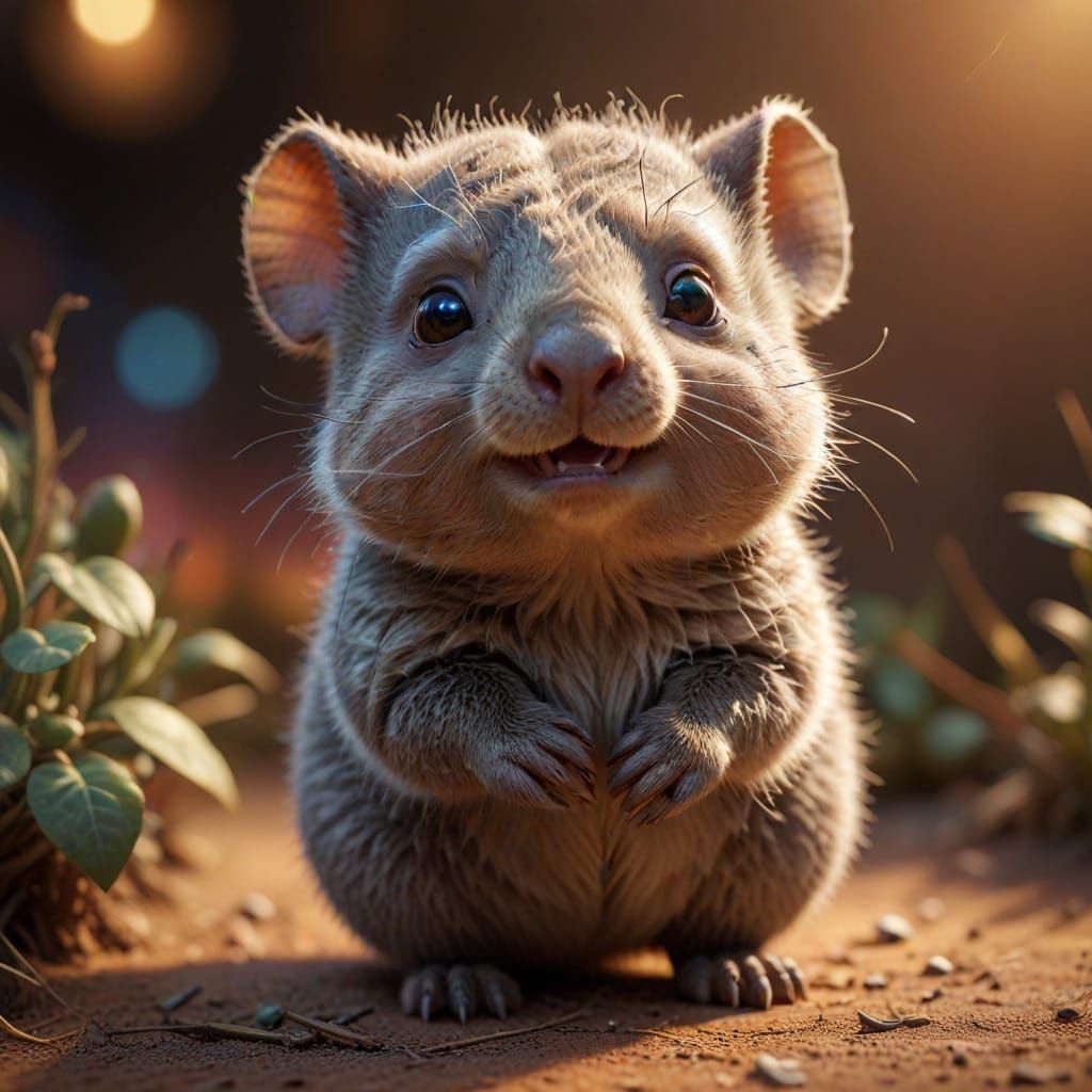Whimsical Australian Wombat in Hyper-Realistic 3D