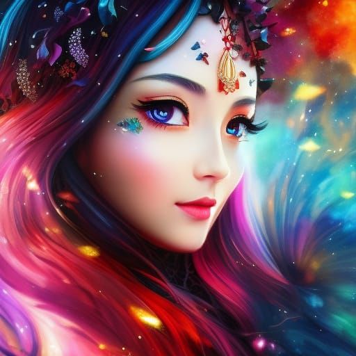 Young Witch and Fairy, Anime Style Portrait