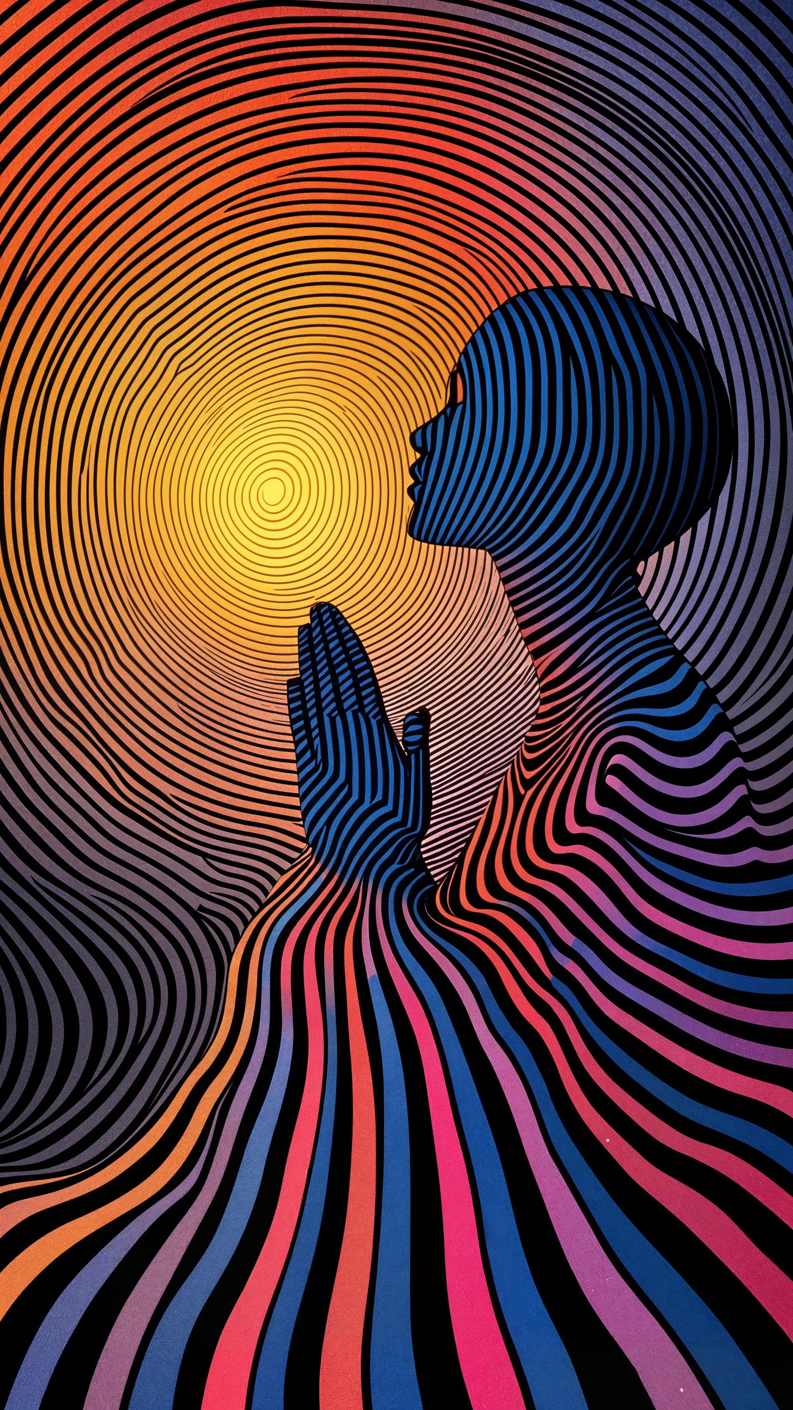 Striped Mosaic Portrait in Parametric Popart Style