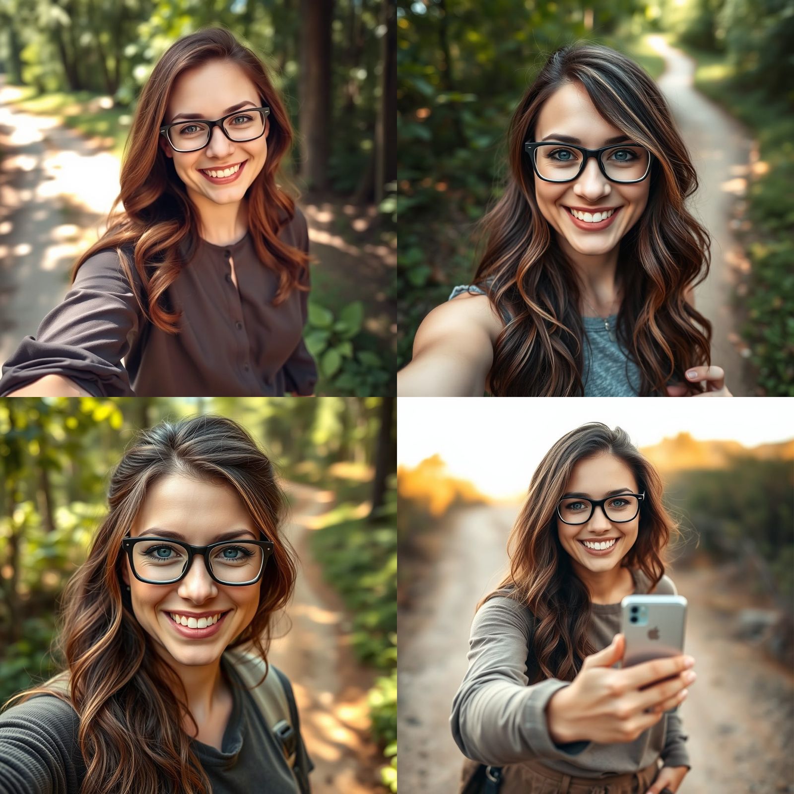 Smiling Woman with Glasses Taking a Selfie