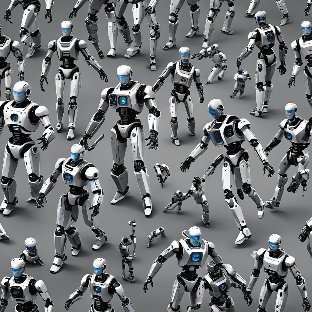 Futuristic World: Robot Races in Cyberpunk Style