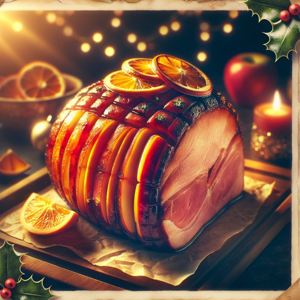 Christmas Ham in Warm Cinematic Lighting