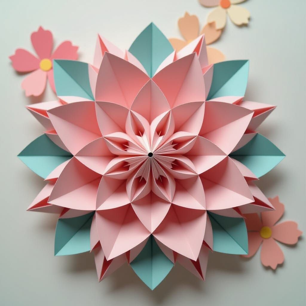 Origami Papercraft with Playful, Detailed Watercolor Style