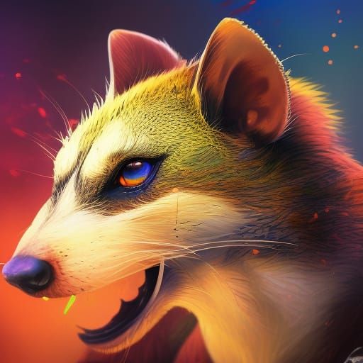 Hyperrealistic Rat Stealing Lighter in Splash Art Style