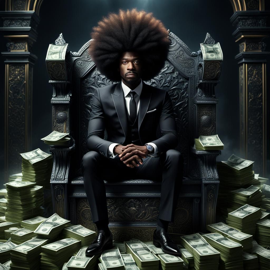 Black Man on Money Throne: Fantasy Art
