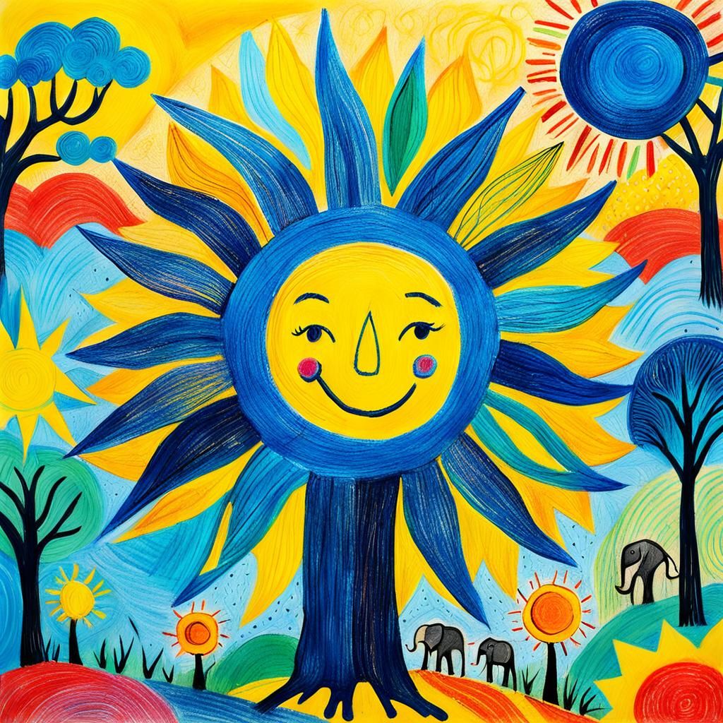 Child's Drawing of Nature in Abstract Expressionism