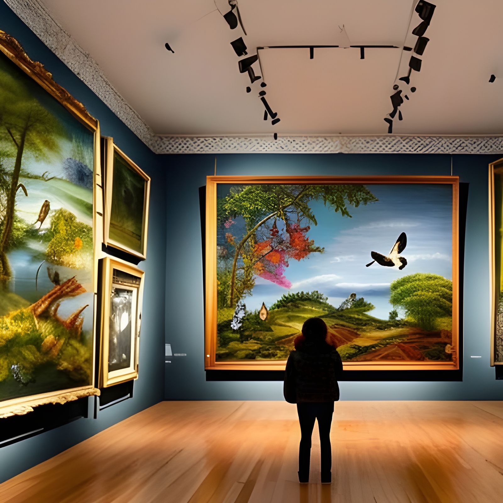 Detailed Museum with Nature Paintings