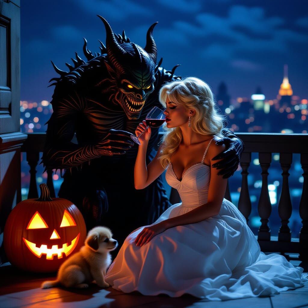 Surreal Encounter: Woman Forced Wine by Monster