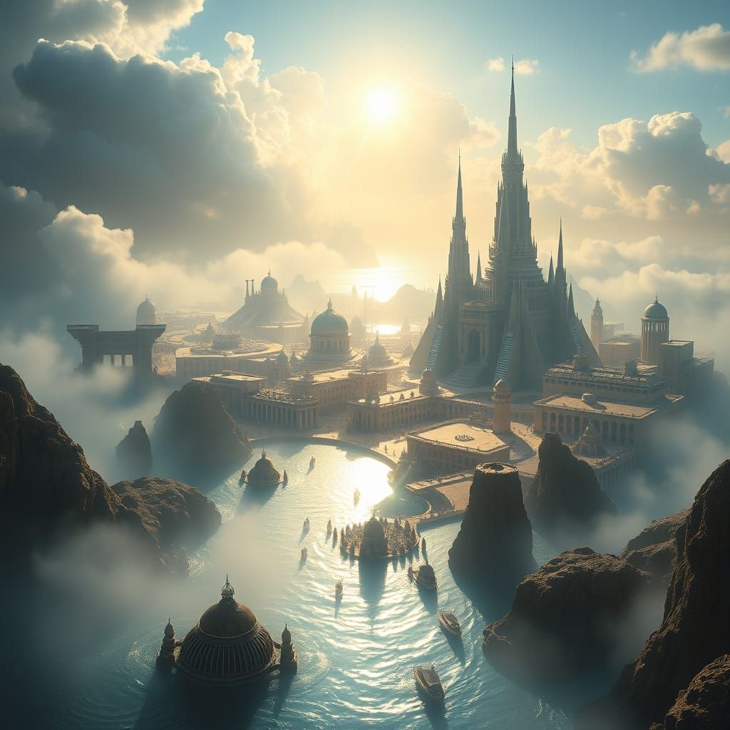 Atlantis Cityscape in Ancient Greek Style