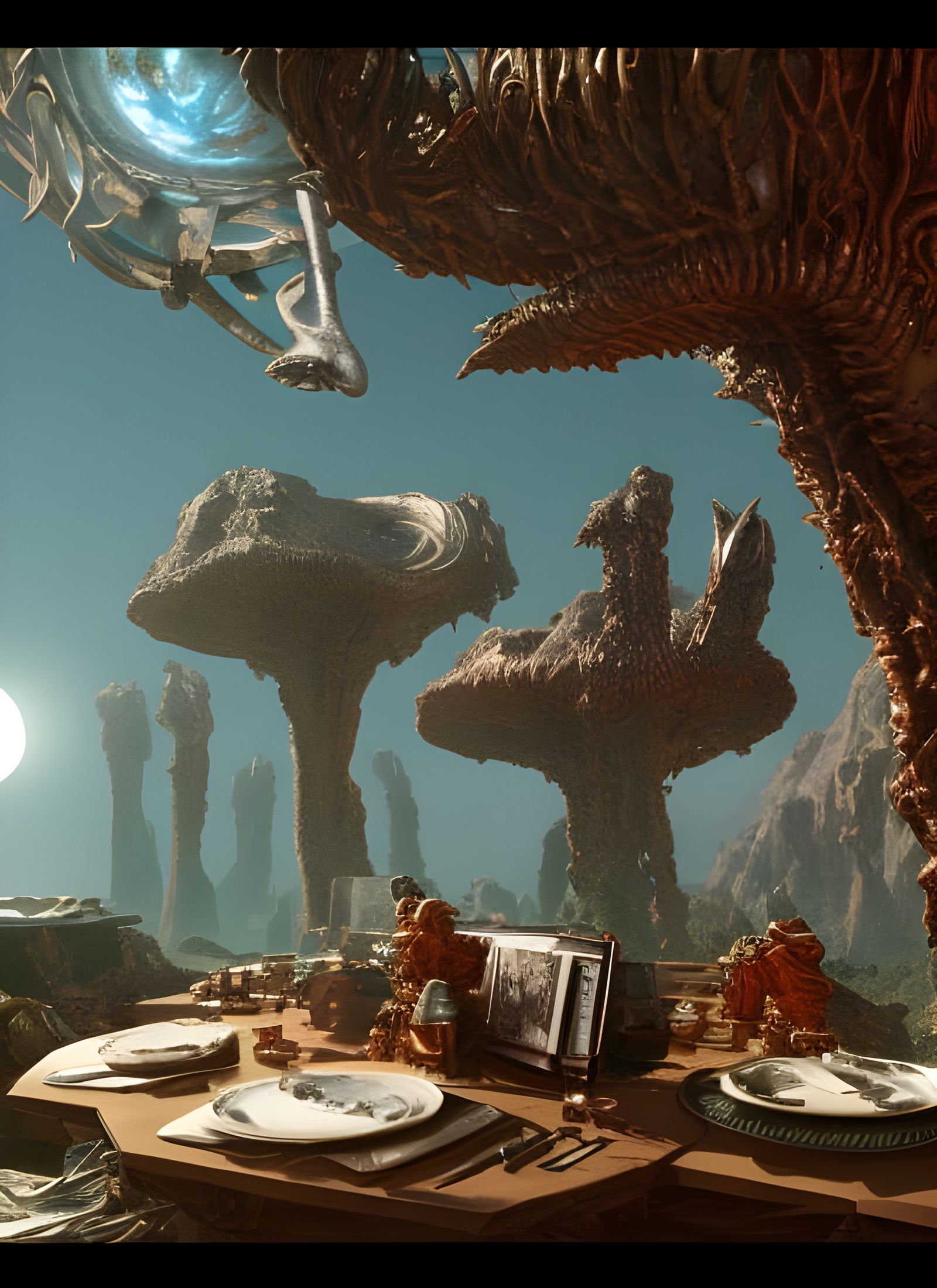 Alien Feast: Intricate Surrealism in 8K 3D