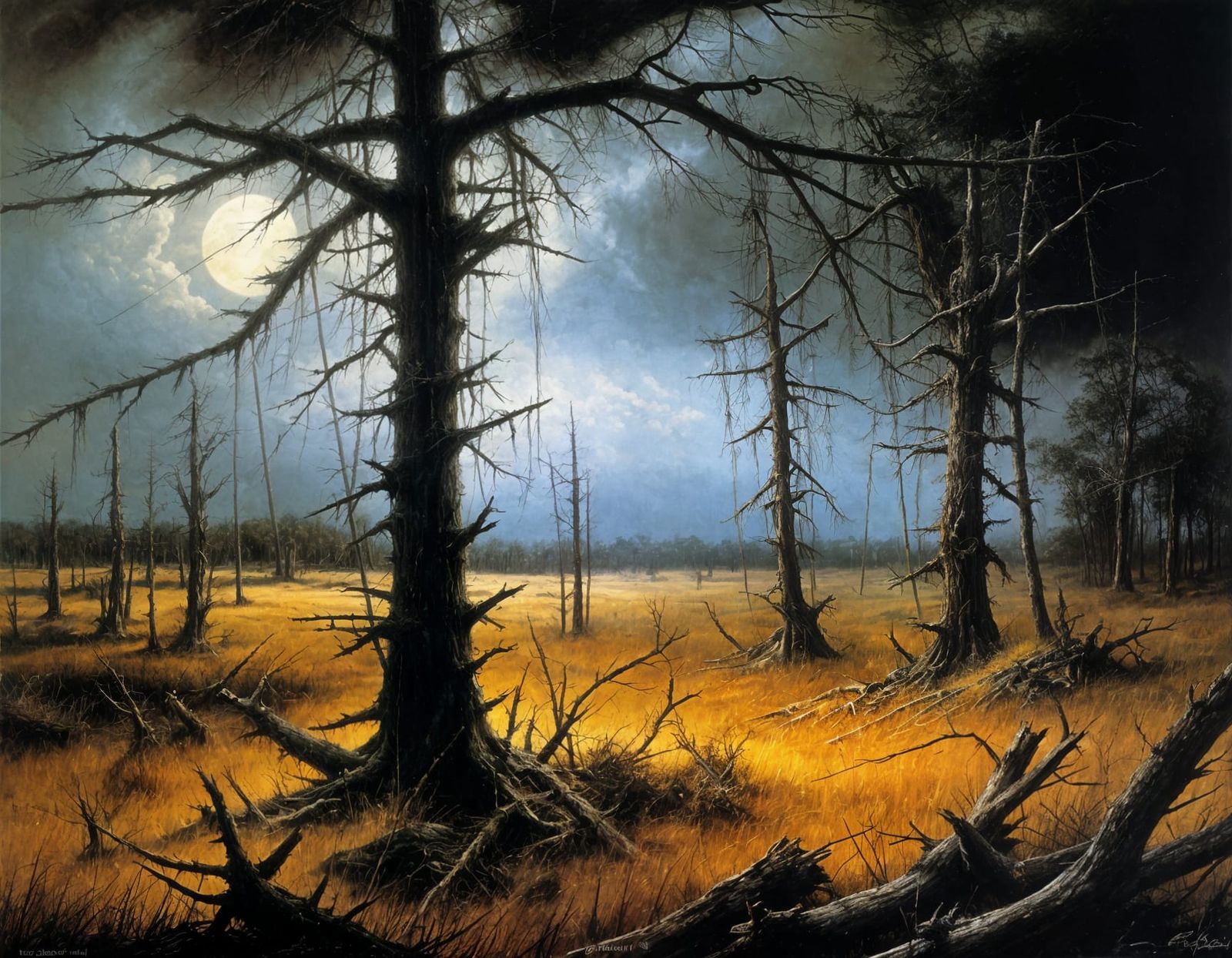 Dark Fantasy Landscape Oil Painting Masterpiece