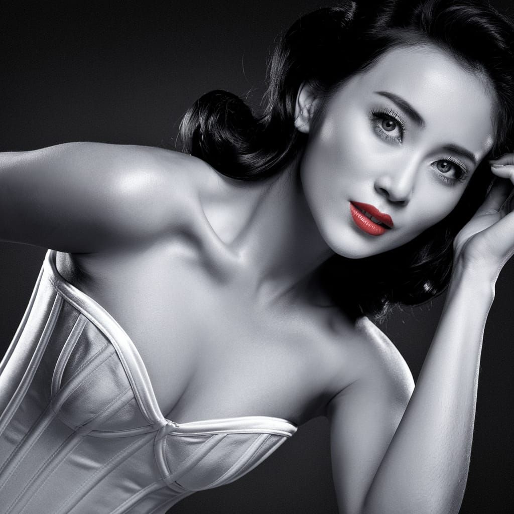 Sensual Chinese Woman in Dramatic Noir Portrait
