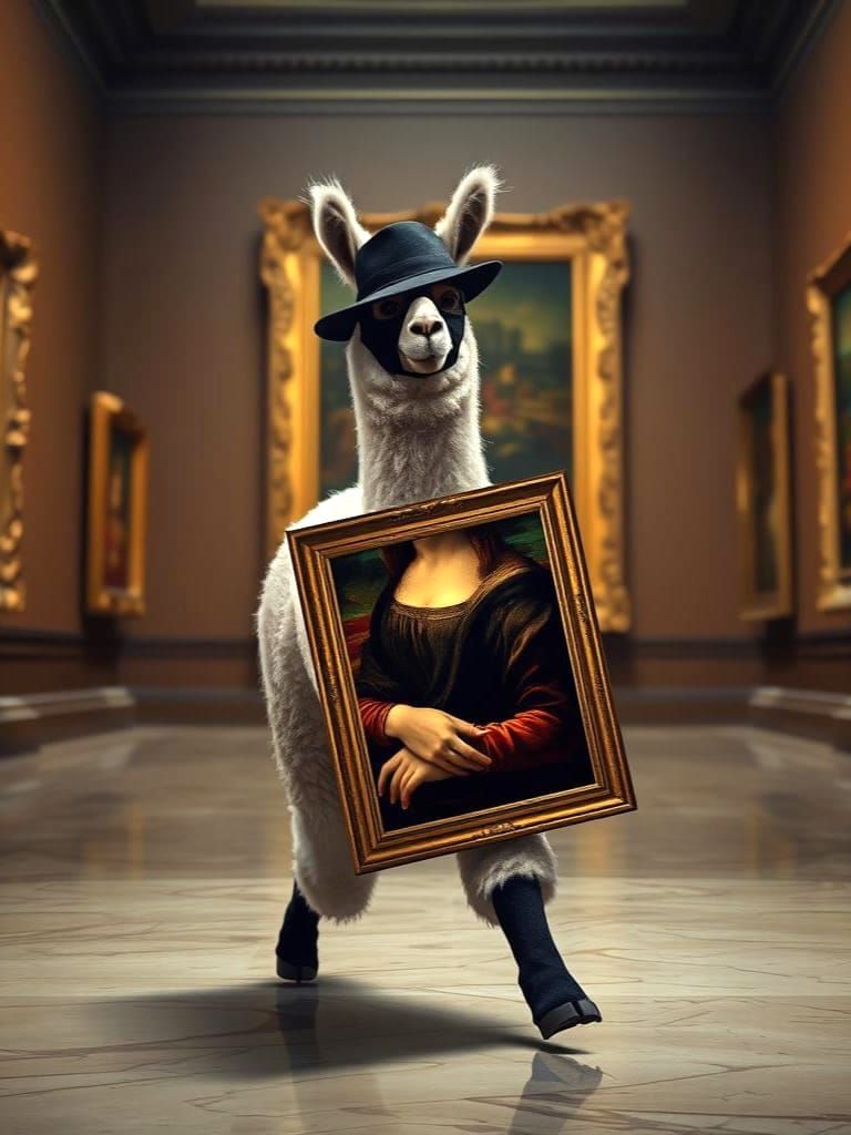 Silly Lama Steals the Mona Lisa: A Masterpiece