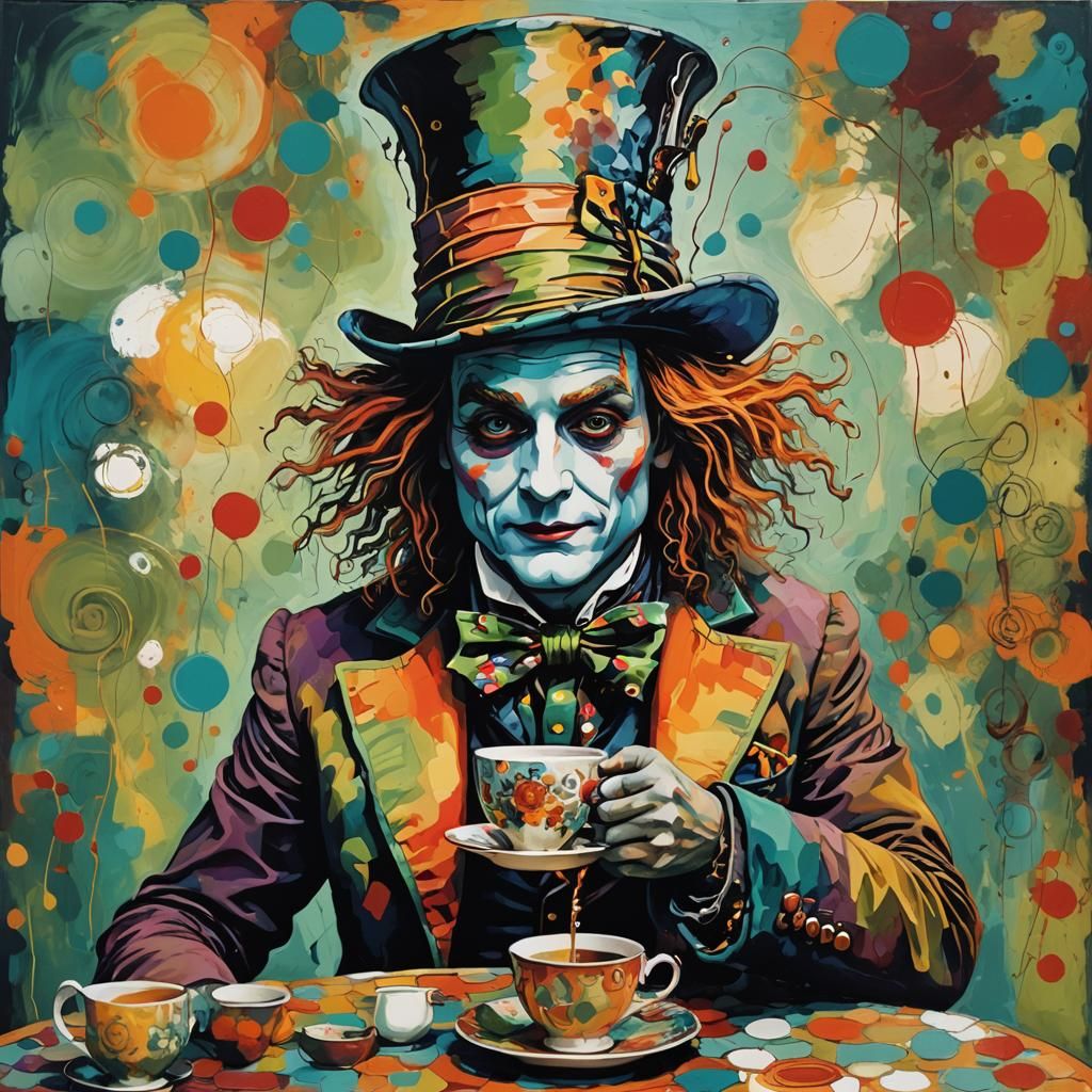 Mad Hatter's Tea Party: Abstract Art in Complementary Colors