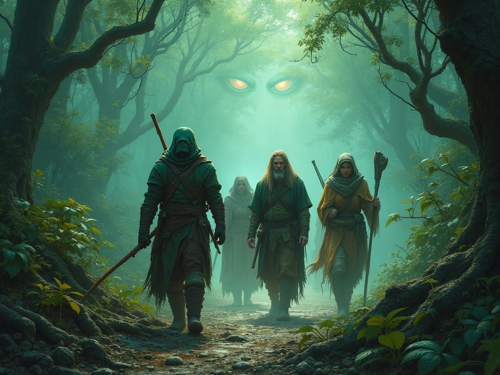 Mysterious Jungle Expedition in a Cyberpunk Aesthetic