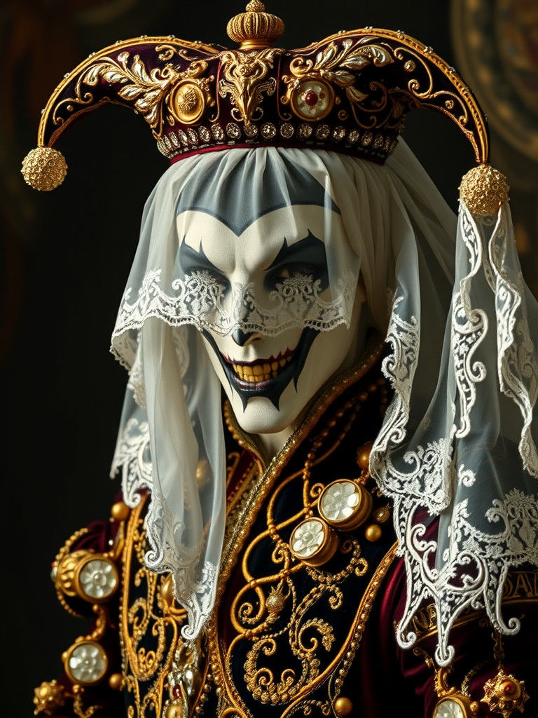 Menacing Jester in Opulent Baroque Style