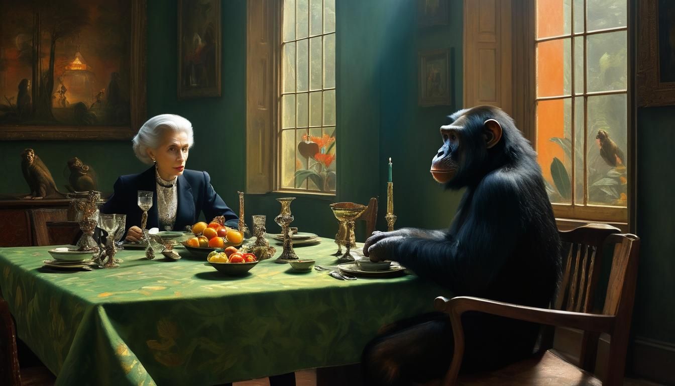 Surreal Woman and Chimpanzee in Carrington Style