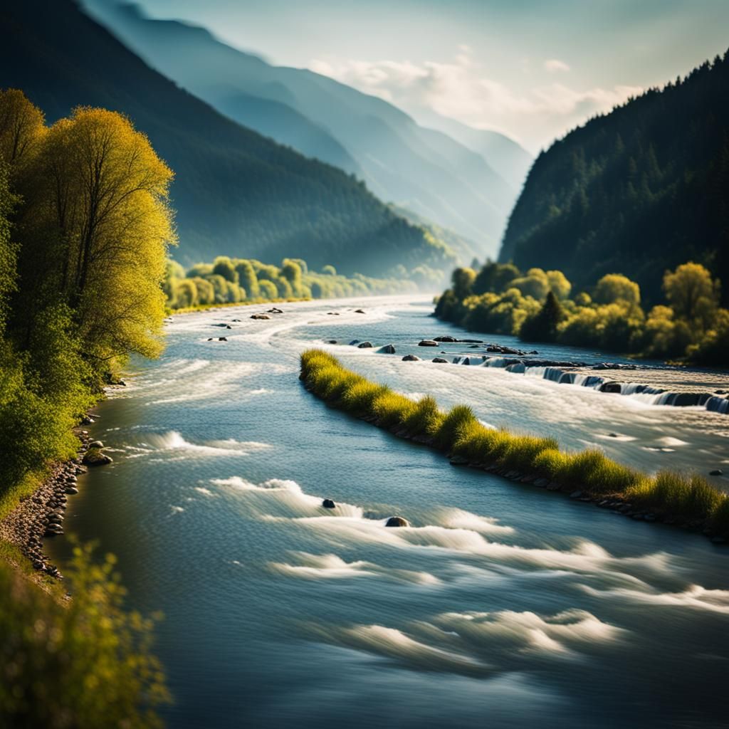 Mighty River in Natural Light Photography