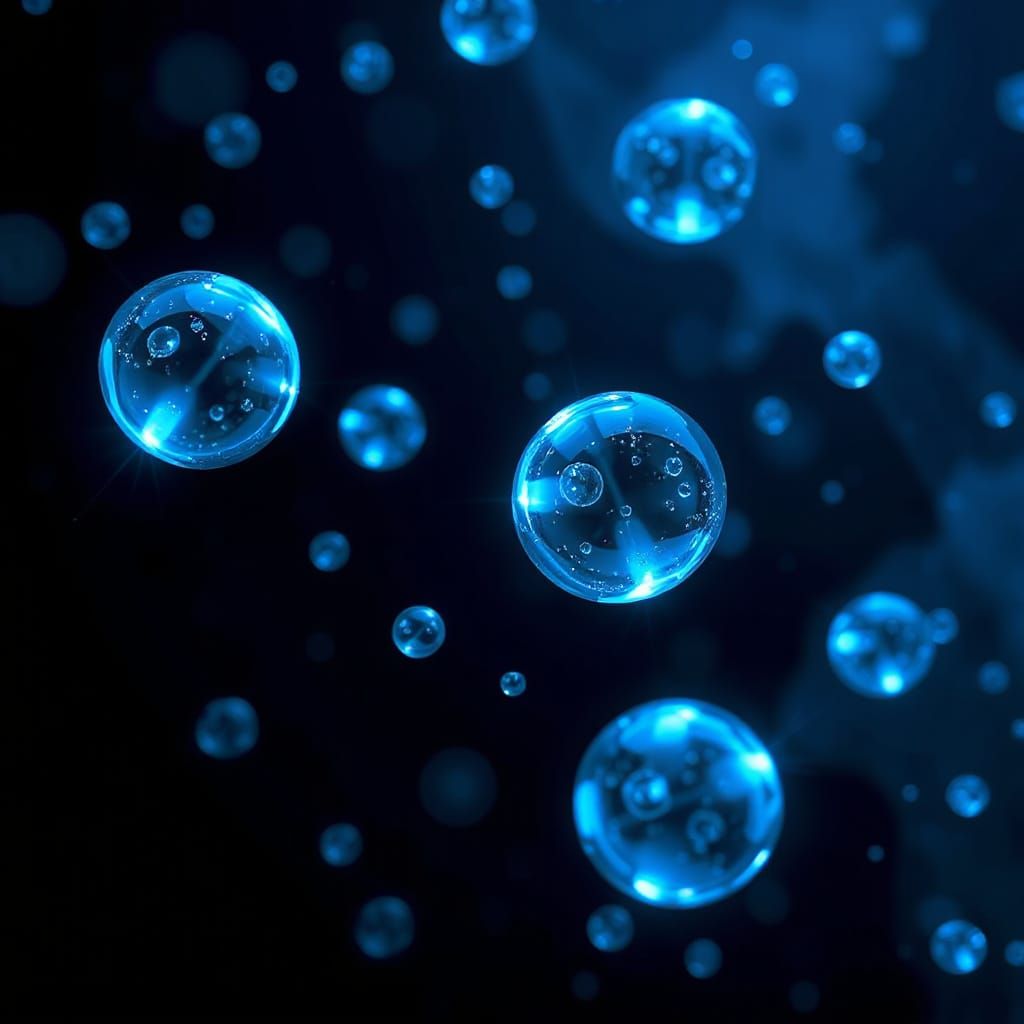 Ethereal Blue Quantum Droplets in Digital Matte Painting Sty...