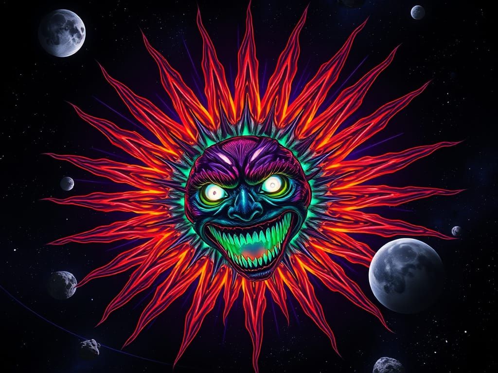 Ethereal Dark Fantasy Stellar Deity in Junji Ito Style