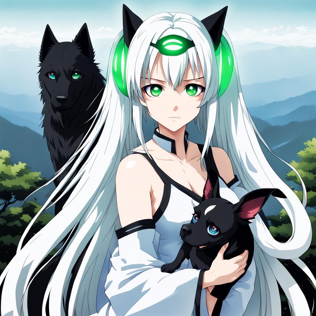 Anime Goddess with Dog Features and Heterochromia