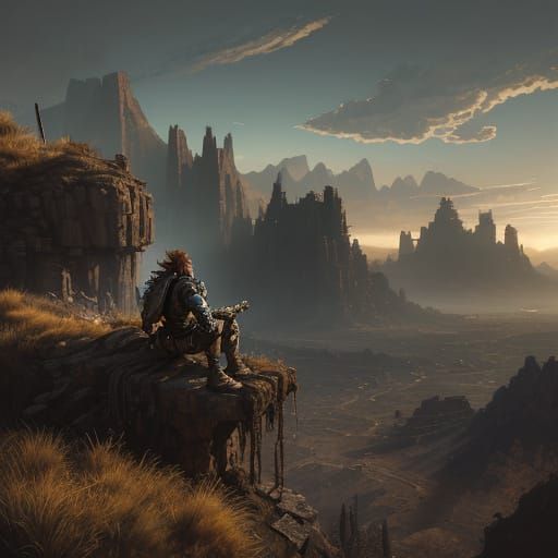 Aloy Stands Vigilant in a Post-Apocalyptic Wasteland