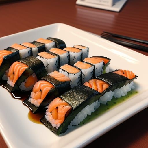 Salmon sushi splendid Sendai seaside.