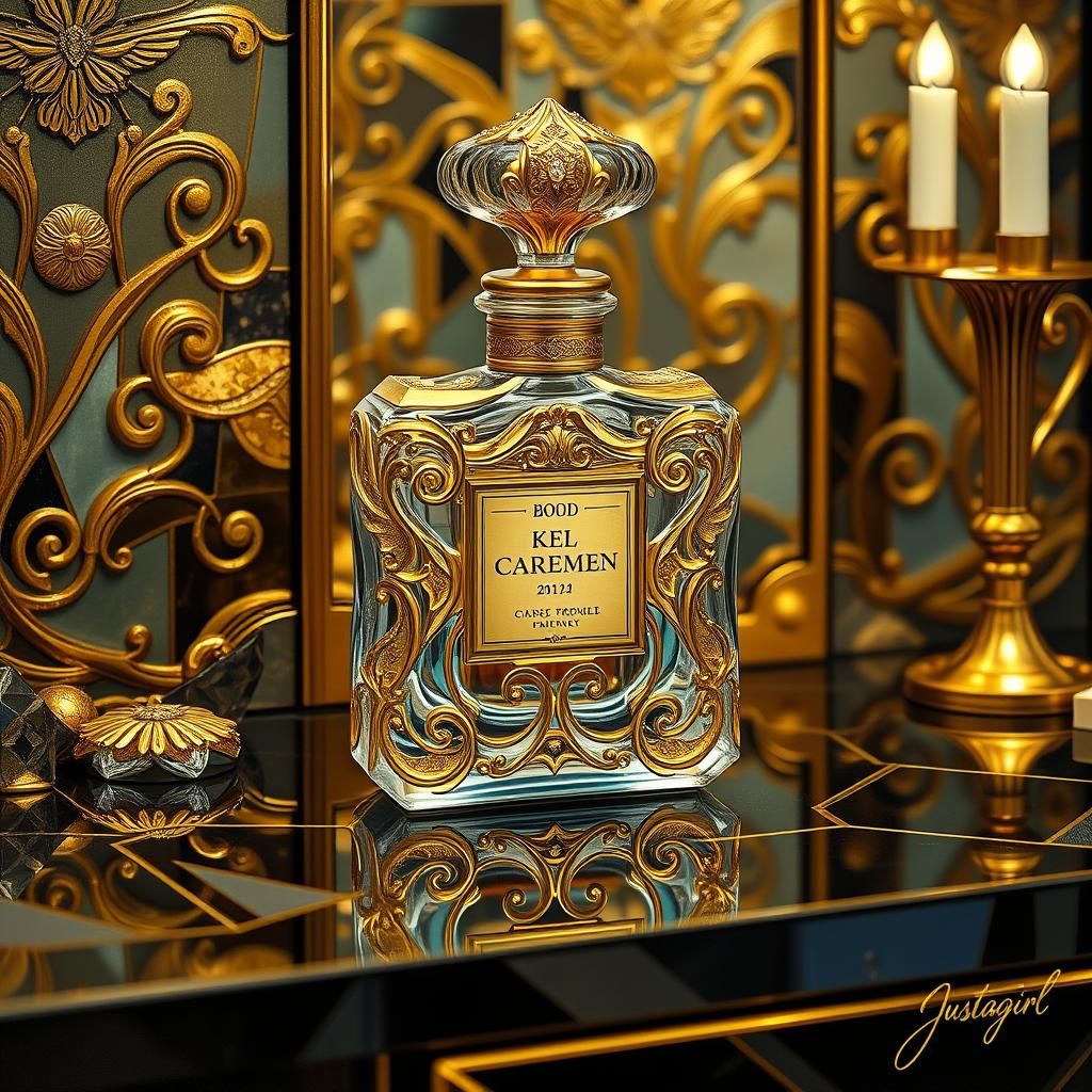 Art Nouveau Perfume Bottle in Klimt Style