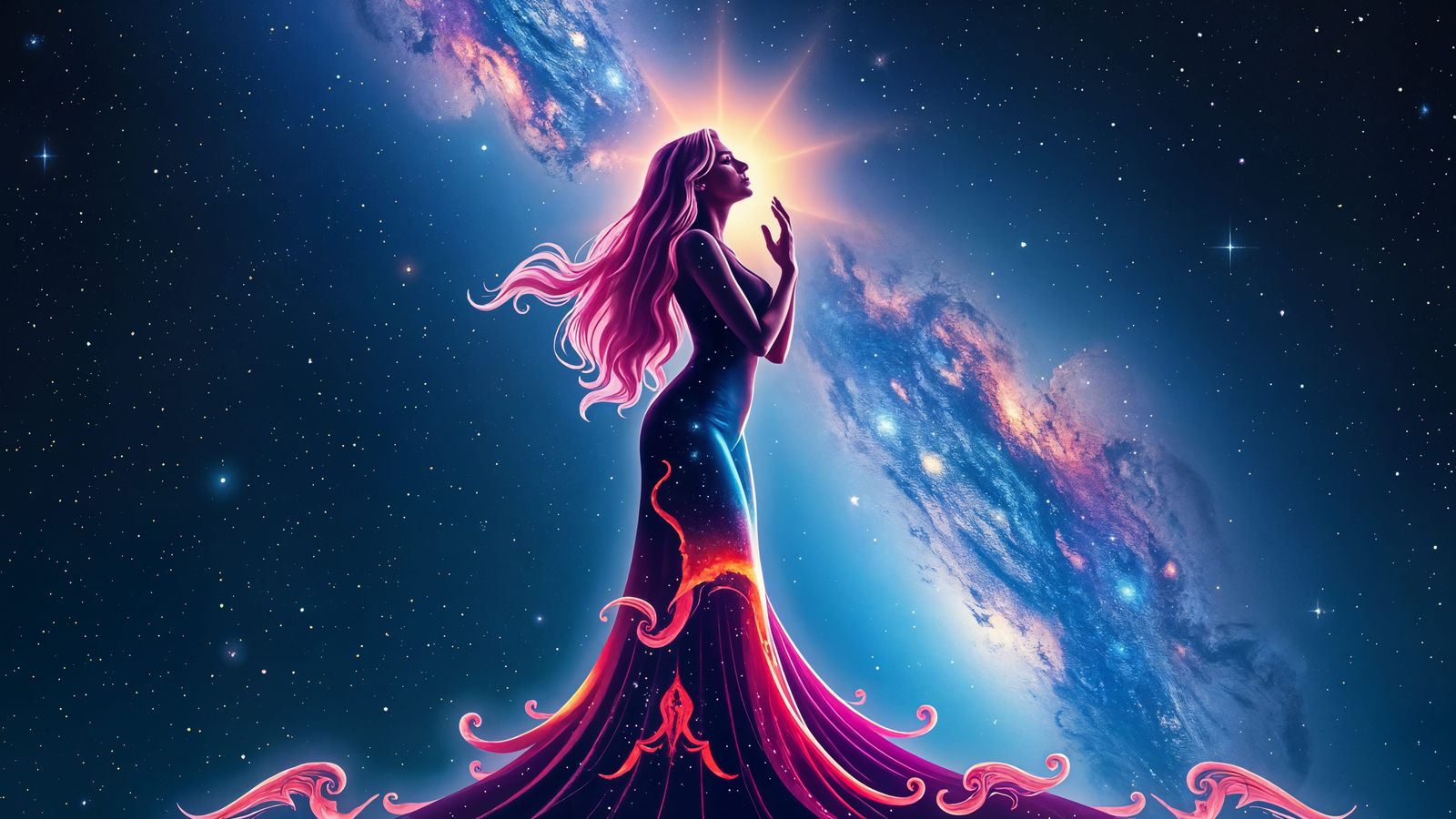 Ethereal Goddess of Infinity in Cosmic Splendor