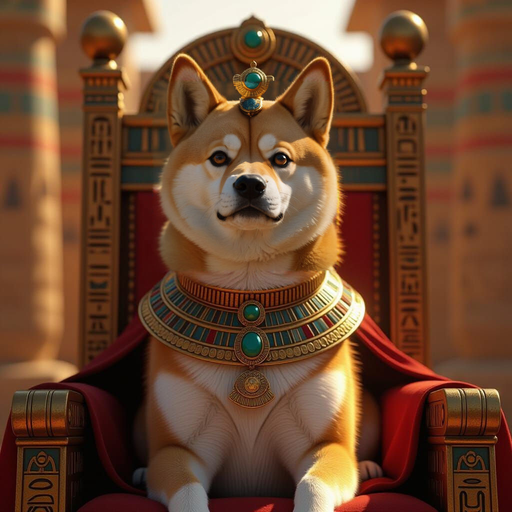 Shiba Inu Pharaoh of Ancient Egypt: Fantasy Art