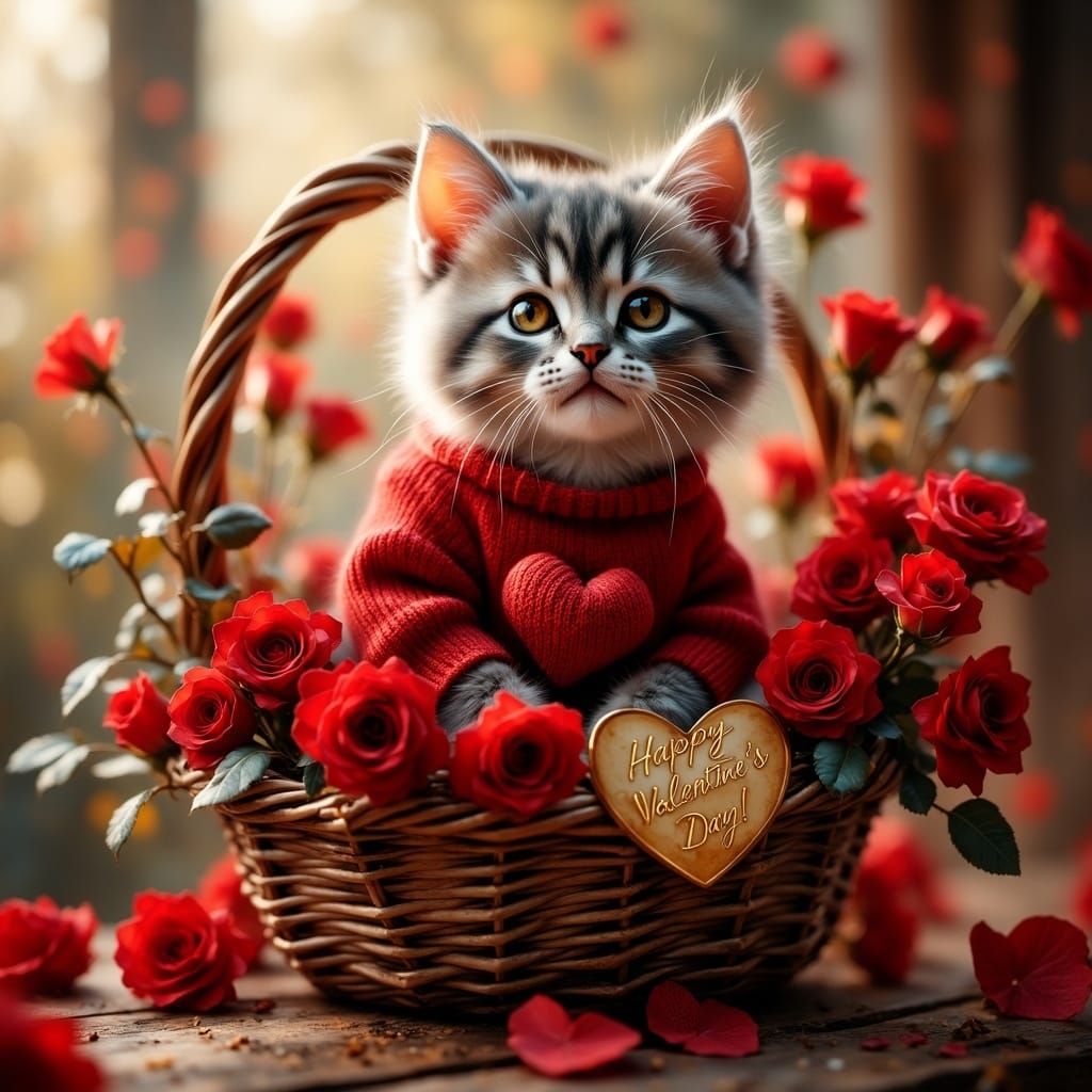 Whimsical Valentine's Day Scene in Dreamlike Style