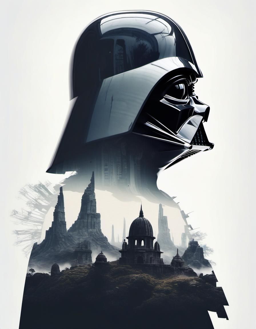Darth Vader Silhouette with Double Exposure Effect