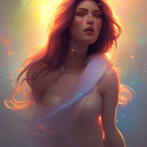 Ethereal Galaxy Goddess in Triadic Hues